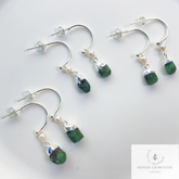 Raw Emerald Earrings, May Birthstone Earrings, Dangle Earrings, Silver Plated Earring, Holiday Gift Ideas, Statement Earrings, Birthday Gift